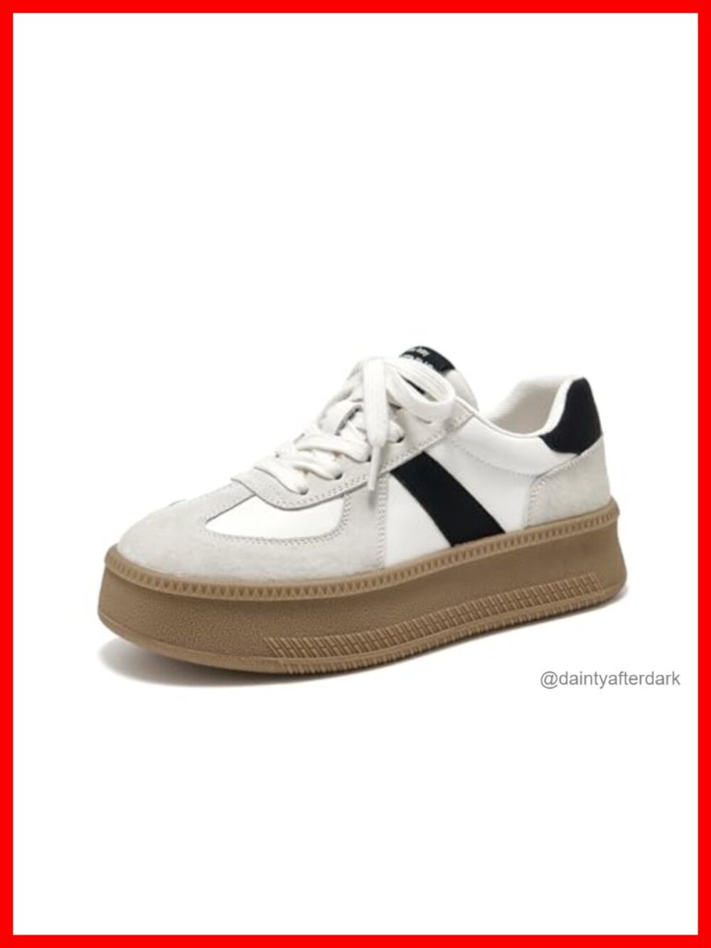 Pigskin Patch Leather Platform Retro Sneakers Lace Up Non-Slip Walking Trainers